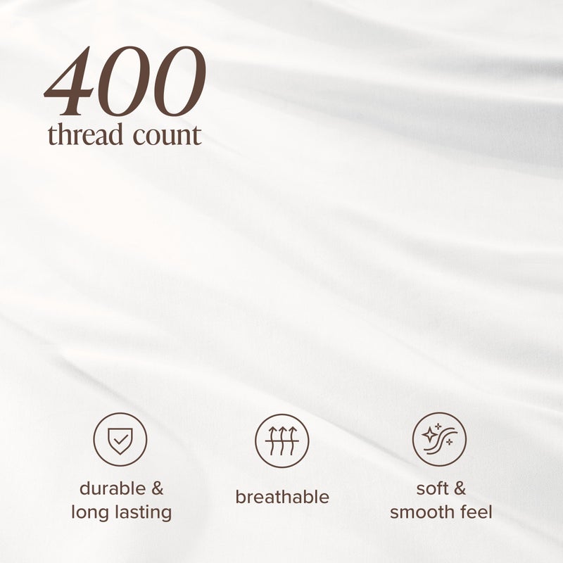 Bare Home 100% Organic Cotton Sateen Duvet Cover Set - Extra Long Size - 400 Thread Count - Smooth Sateen Weave - Warm & Luxurious - Duvet Cover (Twin/Twin XL, White) - Image 5